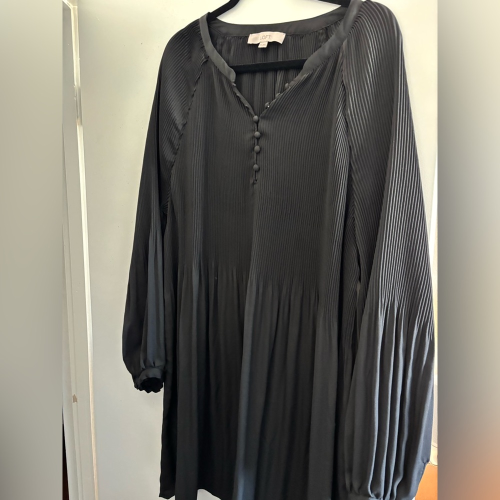 Loft black pleated dress